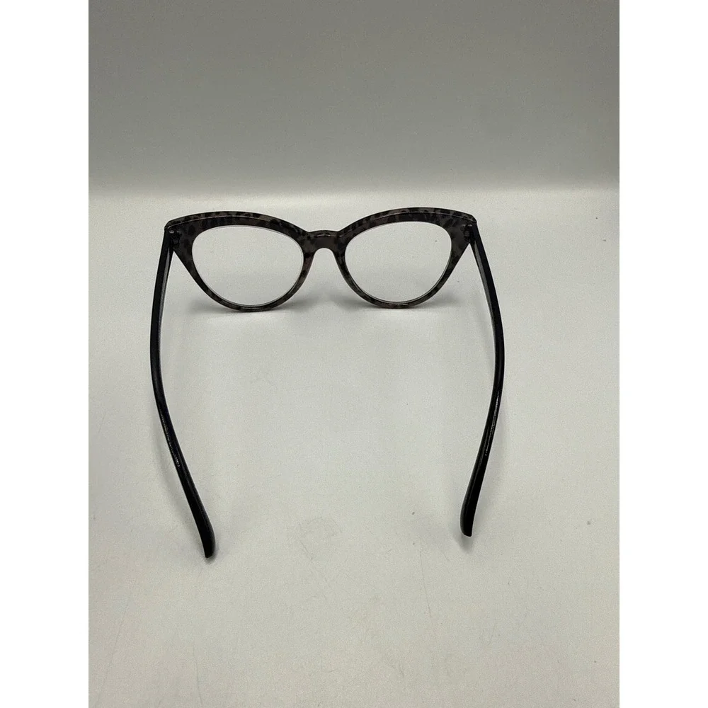 Betsey Johnson MS1021 Leopard Print Cat Eye Eyeglass Frames Black Brown +1.50